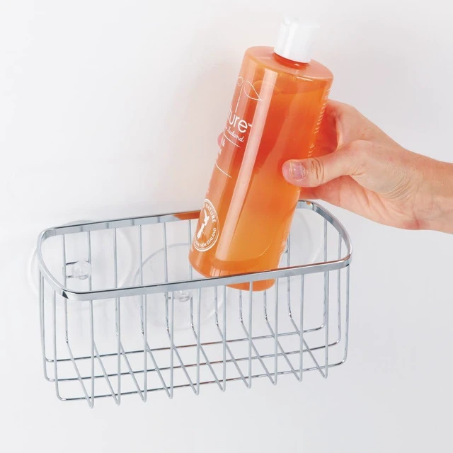 Alt view image 5 of 5 - Polished Stainless Steel, Rectangle Basket, InterDesign Suction