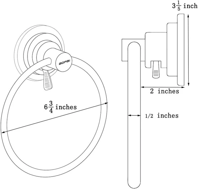 Alt view image 6 of 7 - Oil Rubbed Bronze, Drill Free Vacuum Suction Cup Towel Ring