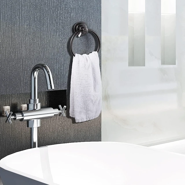 Alt view image 5 of 7 - Oil Rubbed Bronze, Drill Free Vacuum Suction Cup Towel Ring