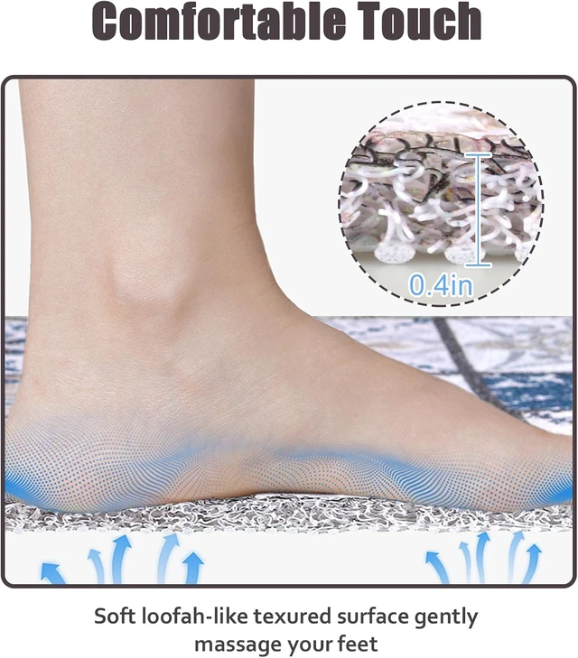 Alt view image 2 of 7 - Shower Mat Non Slip Extra Long Bath Tub Mat Non Slip 16''x39'' Loofah Bathroom Shower Mat for Inside Shower Soft Textured Foot Massage Pad Bathroom Floor Mat for Wet Area No Suction Cups Quick Dry