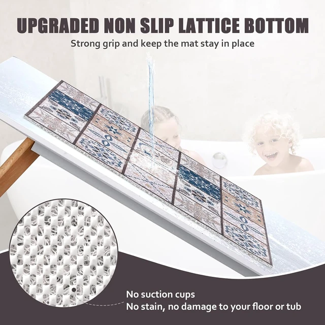 Alt view image 3 of 7 - Shower Mat Non Slip Extra Long Bath Tub Mat Non Slip 16''x39'' Loofah Bathroom Shower Mat for Inside Shower Soft Textured Foot Massage Pad Bathroom Floor Mat for Wet Area No Suction Cups Quick Dry