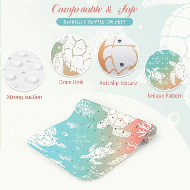 Alt view image 4 of 7 - Sea Turtle Bath Mat for Tub Non Slip-40x16 Inch