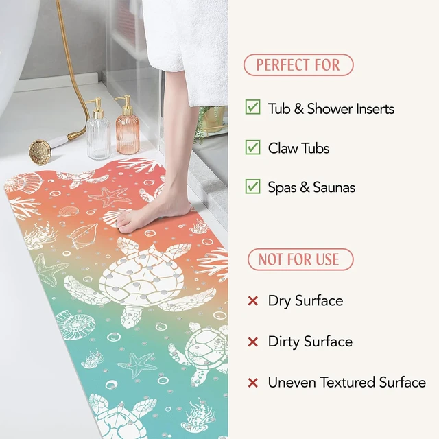 Alt view image 6 of 7 - Sea Turtle Bath Mat for Tub Non Slip-40x16 Inch