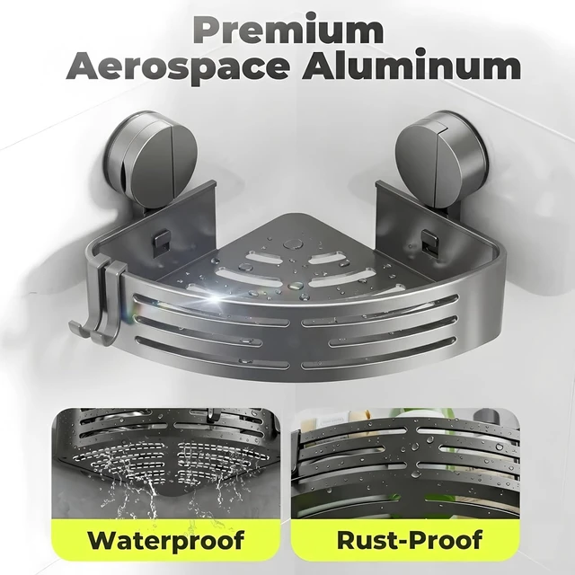 Alt view image 5 of 7 - Apartment Dorm Rv Bathroom Rental Shower, Bathroom Organizers & Storage With Hooks, No Drilling Removable, Waterproof Rustproof, Bathroom Corner Hanging Shelves, 2 Pack Corner Shower Caddy Suction Cup