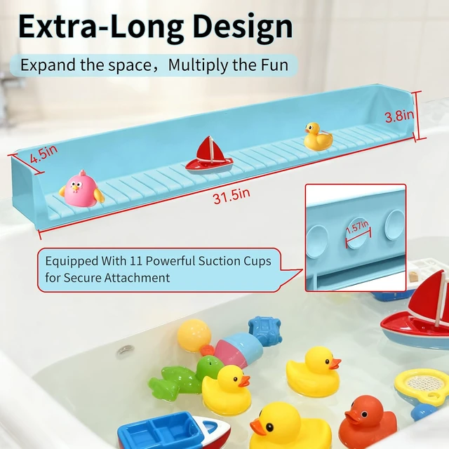 Alt view image 2 of 7 - Suitable for Kitchen Sinks and Bathtubs, Prevent Water Spills in Bathroom, Toy Tray Caddy Holder for Tub, Bathtub Splash Guard for Tub Kids - 31IN Silicone Splash Guard with 11 Strong Suction Cups