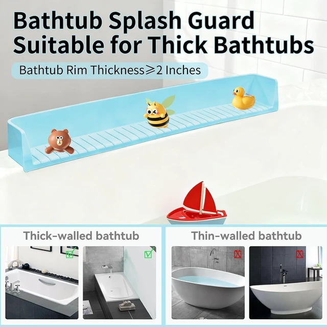 Alt view image 5 of 7 - Suitable for Kitchen Sinks and Bathtubs, Prevent Water Spills in Bathroom, Toy Tray Caddy Holder for Tub, Bathtub Splash Guard for Tub Kids - 31IN Silicone Splash Guard with 11 Strong Suction Cups