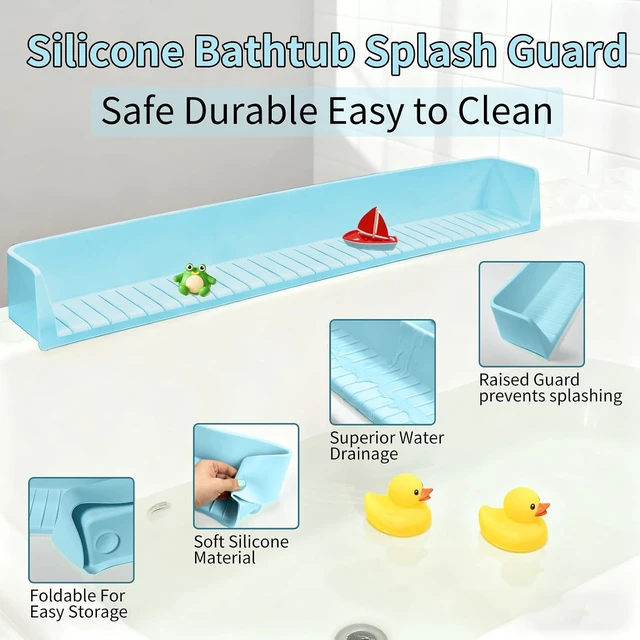 Alt view image 6 of 7 - Suitable for Kitchen Sinks and Bathtubs, Prevent Water Spills in Bathroom, Toy Tray Caddy Holder for Tub, Bathtub Splash Guard for Tub Kids - 31IN Silicone Splash Guard with 11 Strong Suction Cups