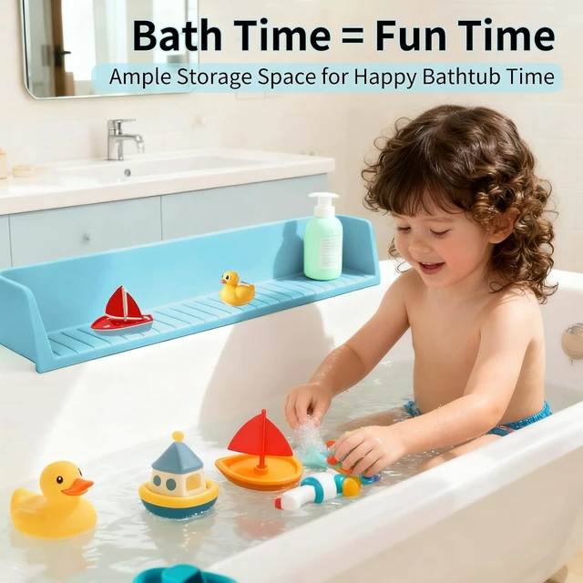 Alt view image 4 of 7 - Suitable for Kitchen Sinks and Bathtubs, Prevent Water Spills in Bathroom, Toy Tray Caddy Holder for Tub, Bathtub Splash Guard for Tub Kids - 31IN Silicone Splash Guard with 11 Strong Suction Cups