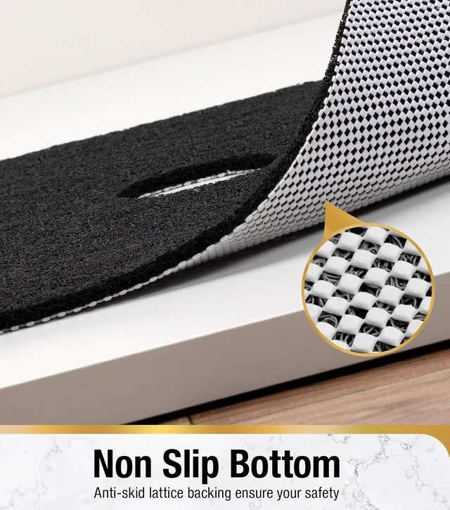 Alt view image 3 of 7 - Black, Bathroom Accessories, Quick Drying Stall Floor Mat, Soft Loofah-Style Bathtub Mat Without Suction Cup, 35 x 16 Inch Non Slip Bath Mat for Textured Tub, Shower Mat with Center Drain Hole