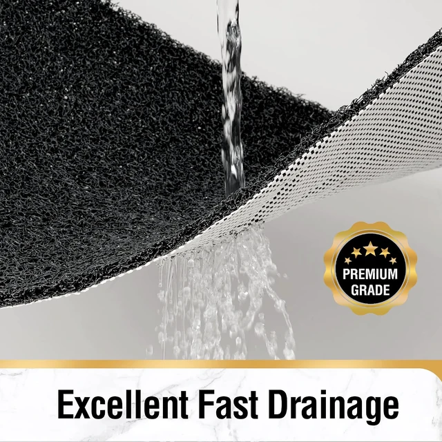 Alt view image 4 of 7 - Black, Bathroom Accessories, Quick Drying Stall Floor Mat, Soft Loofah-Style Bathtub Mat Without Suction Cup, 35 x 16 Inch Non Slip Bath Mat for Textured Tub, Shower Mat with Center Drain Hole
