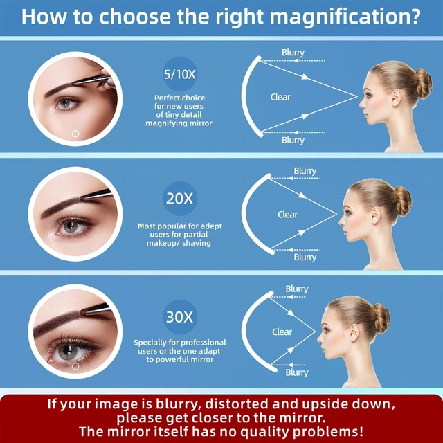 Alt view image 6 of 7 - 20X Magnifying Mirror w/ LightLighted Magnifying Mirror w/ 3 Suction Cups & 360° StandRechargeable 3 Colors Dimming Vanity Mirror6inch Large Tabletop Makeup Mirror w/ Tweezers & Scissors