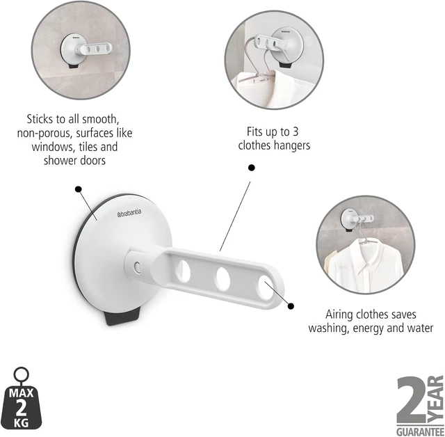 Alt view image 5 of 7 - Up to 4.4 lbs | Ideal for Bathrooms or Small Spaces, Mirrors | Compact Laundry Hanger Holds 3 Hangers, Tiles, Clothes Hook with Suction Cup Light Gray | Airer Hook for Windows