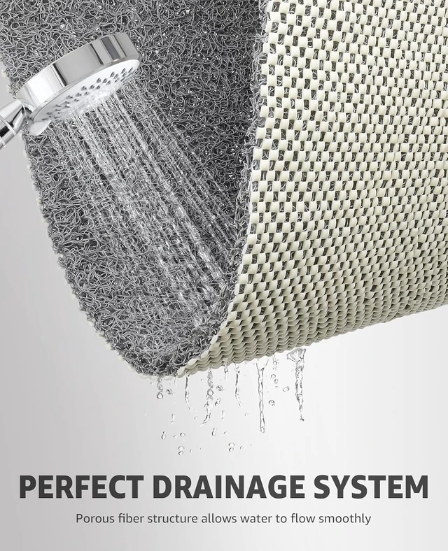 Alt view image 3 of 7 - PVC Loofah Shower Mat for Wet Areas (Grey), Quick Drying Bathtub Mat Non Slip for Shower Bathroom, Shower Mat Non Slip Without Suction Cups