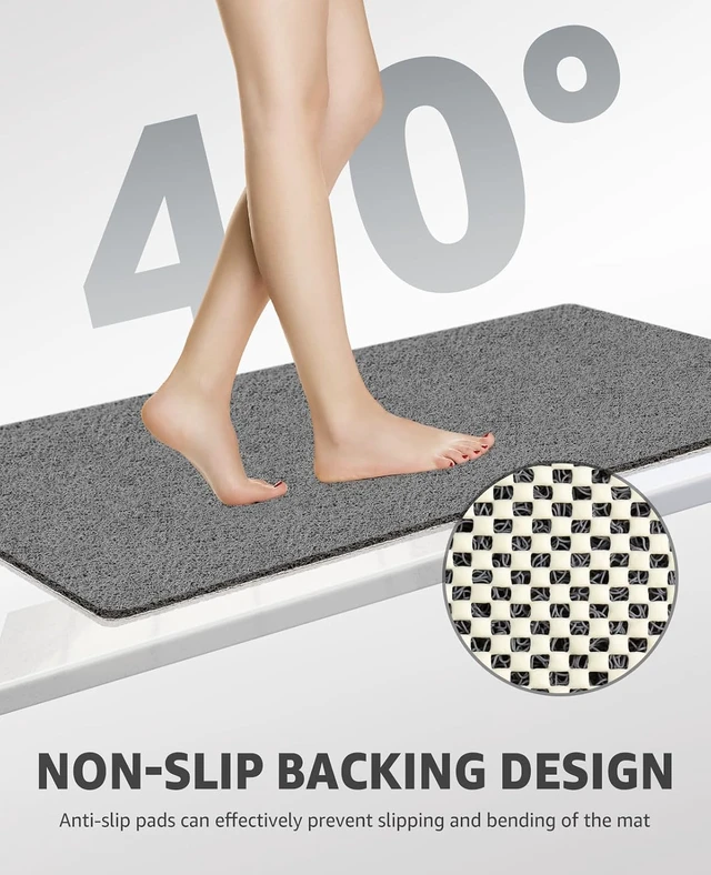 Alt view image 4 of 7 - PVC Loofah Shower Mat for Wet Areas (Grey), Quick Drying Bathtub Mat Non Slip for Shower Bathroom, Shower Mat Non Slip Without Suction Cups