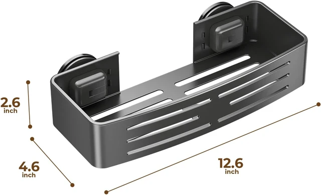 Alt view image 2 of 7 - Waterproof Rustproof Shower Bathroom Accessories Decor(Gray), Large Capacity Bathroom Organizers and Storage, 2 Pack Shower Shelves with Hooks No Drilling Removable, Shower Caddy Suction Cup