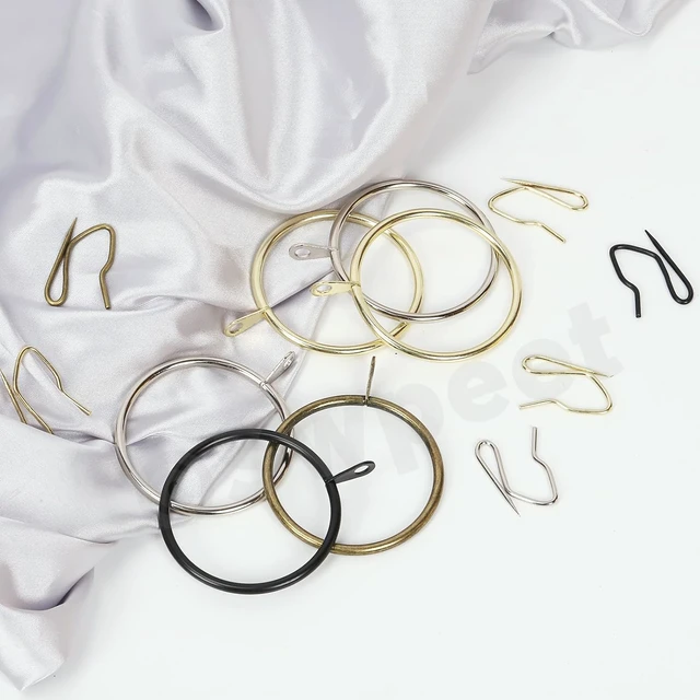 Alt view image 7 of 7 - for Window Door Shower Curtain, Drape Sliding Eyelet Ring Metal Curtain Hooks, 60Pcs 50mm/2" Inner Diameter Black Metal Curtain Ring with Pin-on Drapery Hooks Assortment Kit