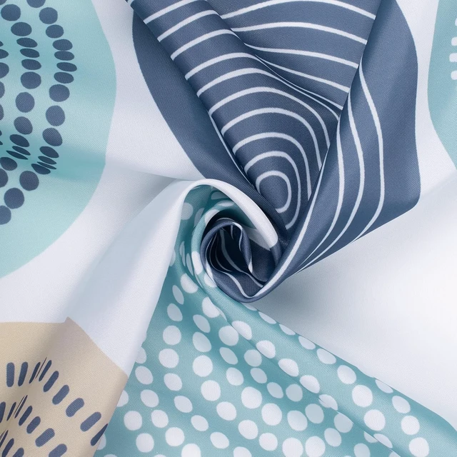 Alt view image 7 of 7 - Abstract Tree Rings Woody Artistic Fabric Shower Curtain. Nature Pale Blue Teal Beige Light Brown