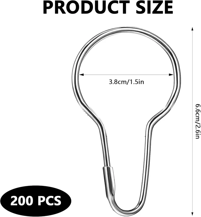 Alt view image 2 of 7 - Rust-Proof Metal Bathroom Curtain Rings for Bathroom Shower Rods CurtainsSilver, 200 PCS Shower Curtain Hooks