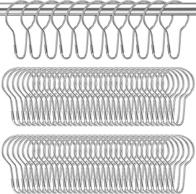 Main image of Rust-Proof Metal Bathroom Curtain Rings for Bathroom Shower Rods CurtainsSilver, 200 PCS Shower Curtain Hooks