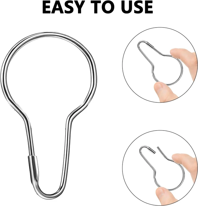 Alt view image 4 of 7 - Rust-Proof Metal Bathroom Curtain Rings for Bathroom Shower Rods CurtainsSilver, 200 PCS Shower Curtain Hooks