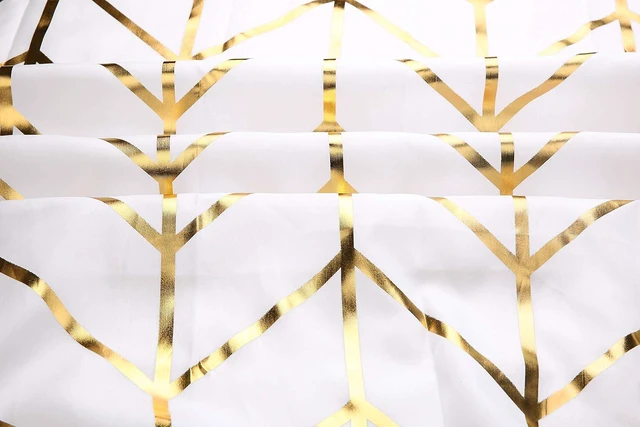 Alt view image 3 of 6 - Bathroom Decor (Golden Stripes), 72" x 72", White Fabric, Gold Shower Curtain Hooks/Rings, Geometric Pattern, JTMall Shower Curtain with Gold Chevron