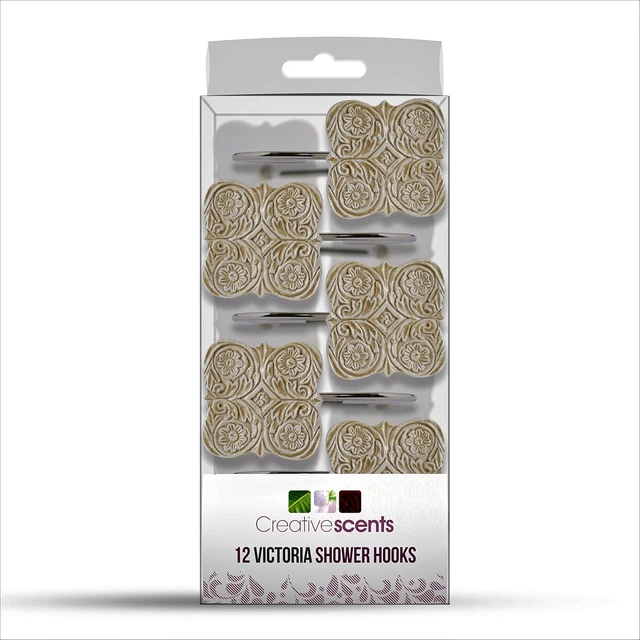 Alt view image 5 of 7 - Beige Victoria Shower Curtain Hooks Decorative | Set of 12