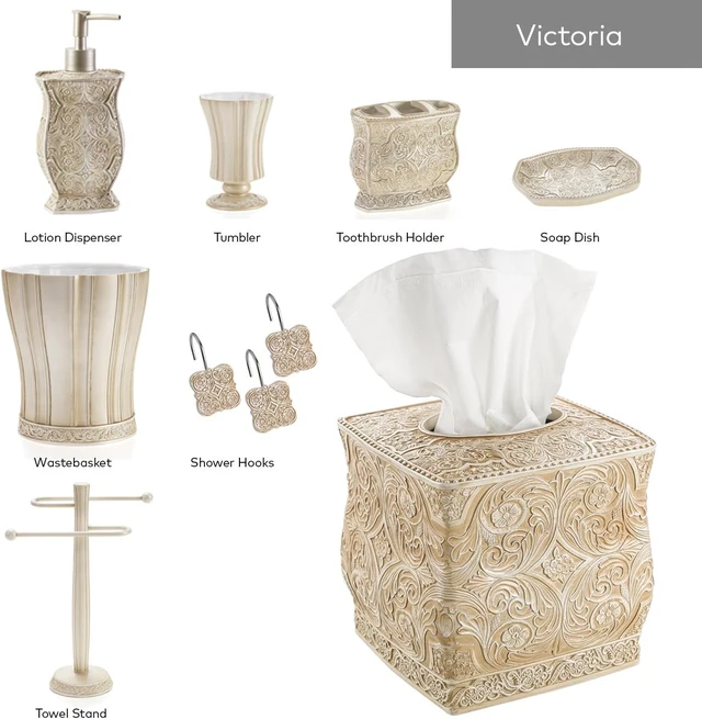 Alt view image 6 of 7 - Beige Victoria Shower Curtain Hooks Decorative | Set of 12