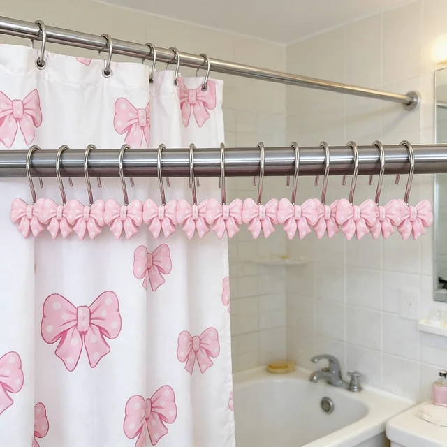 Alt view image 7 of 7 - Home Fashion Pink Shower Curtain Rings Pack of 12