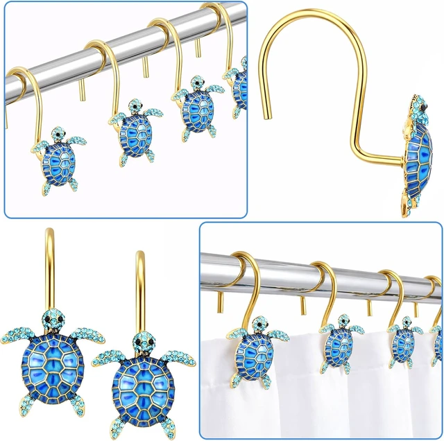Alt view image 2 of 7 - 12 Pcs Sea Turtles Shower Curtain Hooks Rings