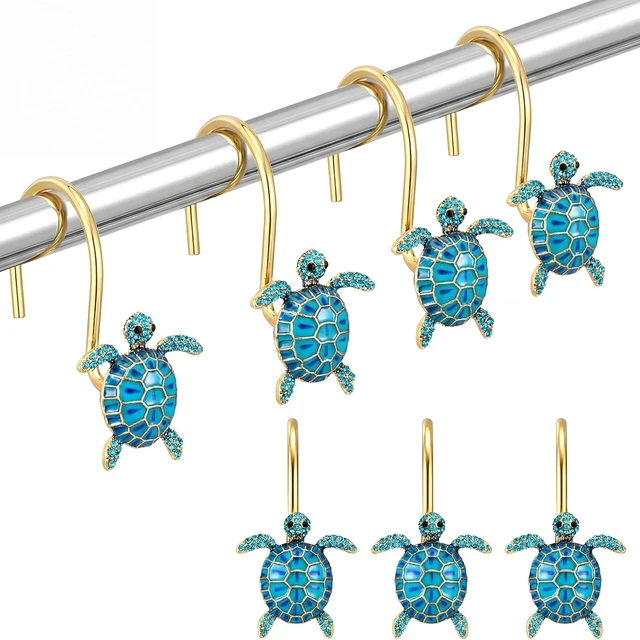 Alt view image 7 of 7 - 12 Pcs Sea Turtles Shower Curtain Hooks Rings