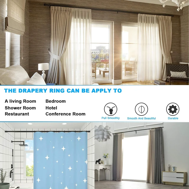 Alt view image 3 of 5 - Curtains Ring with Eyelet Apply for Up to 1 1/4-inch Curtain Rod (1.5 Inch Drapery Rings), 40 PCS Black Curtain Rings