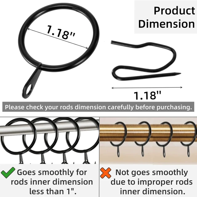 Alt view image 2 of 7 - 1.18 Inch Internal Diameter, 100 Pieces Metal Drapery Curtain Rings