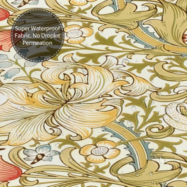 Alt view image 4 of 5 - 72" Wx72 L, Lily Art Nouveau Floral Home Bathroom Bathtubs Decor Washable Durable Fabric, Bath Curtains Waterproof Polyester Fabric, William Morris Shower Curtain Set with 12 Hooks