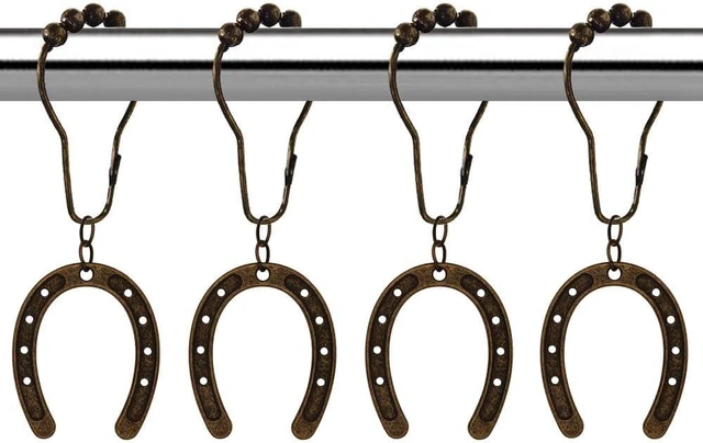 Main image of Bronze, Home Bathroom Decor Set, 12Pcs Horseshoe Shower Curtain Hooks