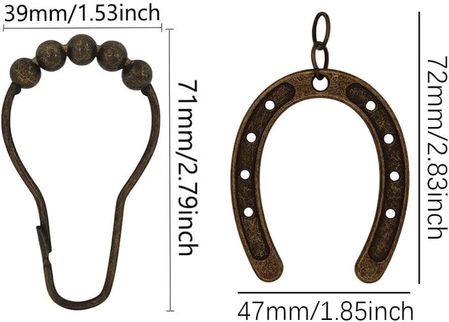 Alt view image 2 of 7 - Bronze, Home Bathroom Decor Set, 12Pcs Horseshoe Shower Curtain Hooks