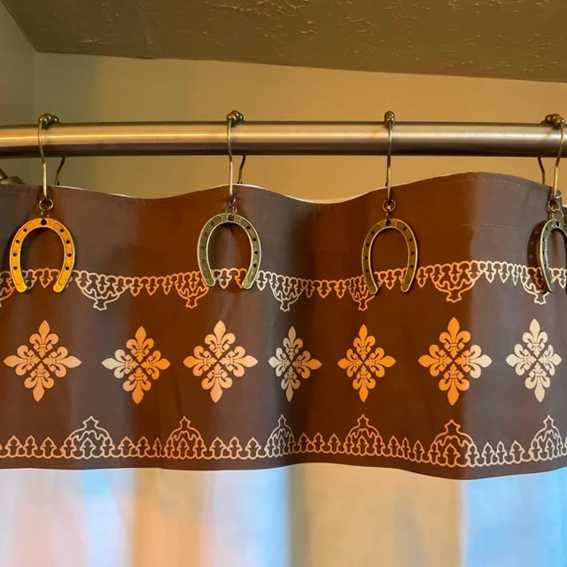 Alt view image 4 of 7 - Bronze, Home Bathroom Decor Set, 12Pcs Horseshoe Shower Curtain Hooks