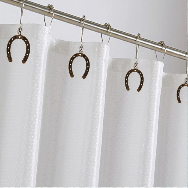 Alt view image 7 of 7 - Bronze, Home Bathroom Decor Set, 12Pcs Horseshoe Shower Curtain Hooks