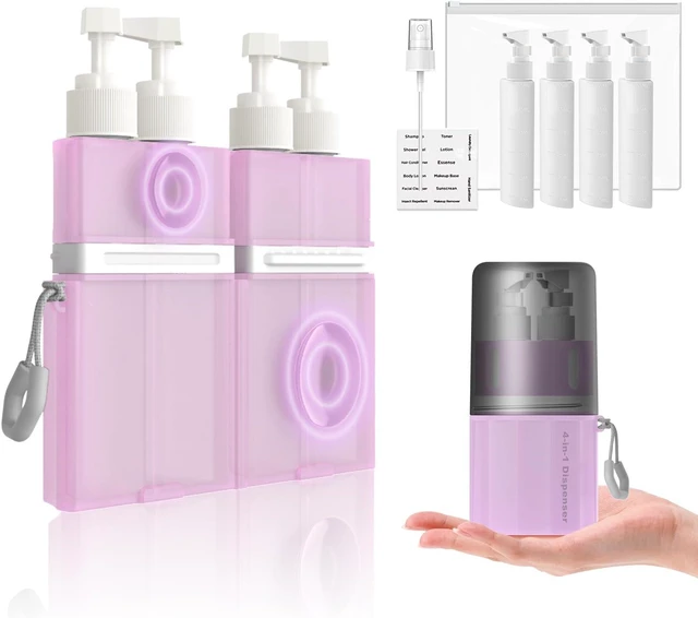 Main image of Lotion.(Pink), Body Wash, Conditioner, TSA Approved Refillable Travel Size Toiletries Bottles Set with Suction Cup for Smooth Walls - for Shampoo, 4 in 1 Travel Toiletry Containers