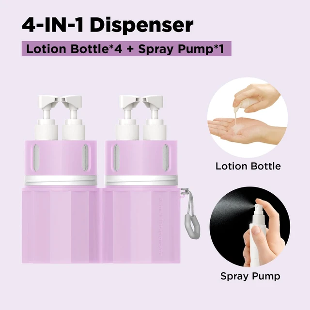 Alt view image 5 of 7 - Lotion.(Pink), Body Wash, Conditioner, TSA Approved Refillable Travel Size Toiletries Bottles Set with Suction Cup for Smooth Walls - for Shampoo, 4 in 1 Travel Toiletry Containers