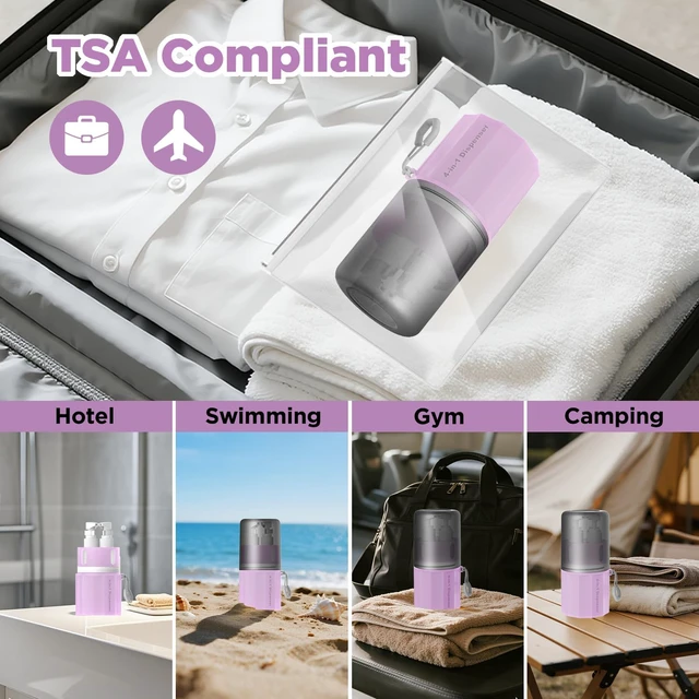 Alt view image 7 of 7 - Lotion.(Pink), Body Wash, Conditioner, TSA Approved Refillable Travel Size Toiletries Bottles Set with Suction Cup for Smooth Walls - for Shampoo, 4 in 1 Travel Toiletry Containers