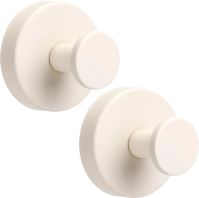 Main image of Milk White), Non-Porous Surfaces (2, Tile and Smooth, Mirrors, Glass, Kitchen, Loofah Mountable on Bathroom Walls, Robes, Suction Cup Hooks for Shower No-Drill Bathroom Hooks for Towels