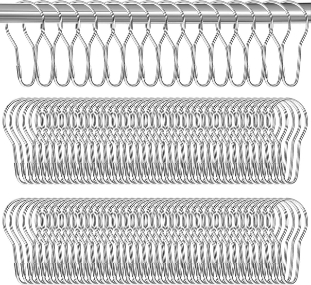 Main image of Rust-Proof Metal Bathroom Curtain Rings for Bathroom Shower Rods CurtainsSilver, 200 PCS Shower Curtain Hooks