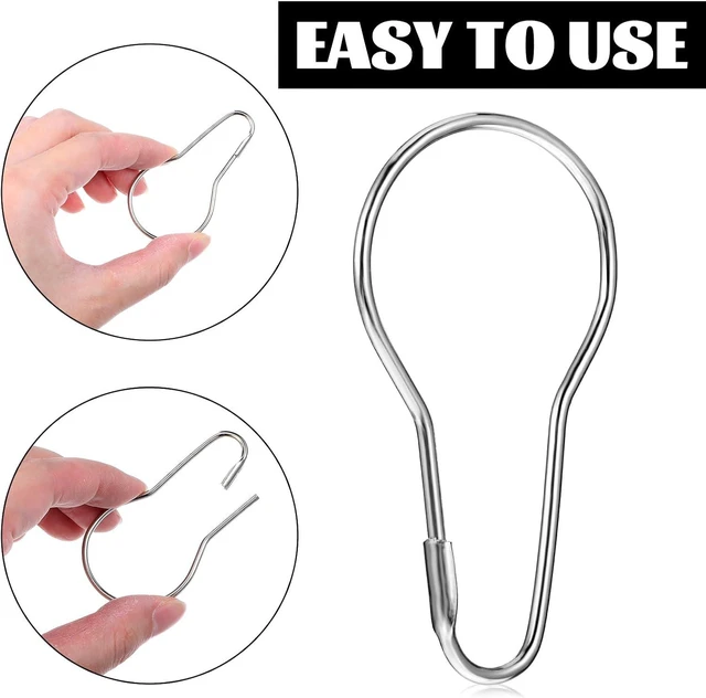 Alt view image 4 of 7 - Rust-Proof Metal Bathroom Curtain Rings for Bathroom Shower Rods CurtainsSilver, 200 PCS Shower Curtain Hooks