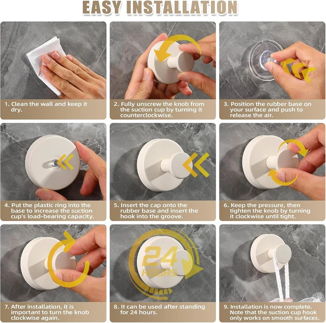 Alt view image 5 of 7 - Milk White), Non-Porous Surfaces (2, Tile and Smooth, Mirrors, Glass, Kitchen, Loofah Mountable on Bathroom Walls, Robes, Suction Cup Hooks for Shower No-Drill Bathroom Hooks for Towels