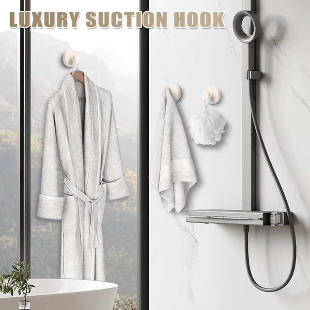 Alt view image 6 of 7 - Milk White), Non-Porous Surfaces (2, Tile and Smooth, Mirrors, Glass, Kitchen, Loofah Mountable on Bathroom Walls, Robes, Suction Cup Hooks for Shower No-Drill Bathroom Hooks for Towels