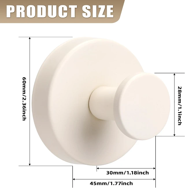 Alt view image 7 of 7 - Milk White), Non-Porous Surfaces (2, Tile and Smooth, Mirrors, Glass, Kitchen, Loofah Mountable on Bathroom Walls, Robes, Suction Cup Hooks for Shower No-Drill Bathroom Hooks for Towels