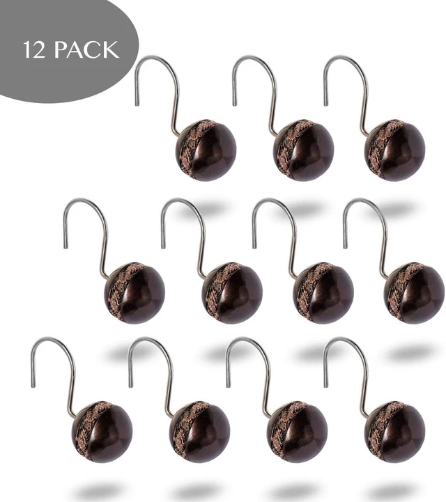 Alt view image 3 of 7 - Dublin Brown Shower Curtain Hooks Decorative | Set of 12