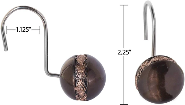 Alt view image 4 of 7 - Dublin Brown Shower Curtain Hooks Decorative | Set of 12