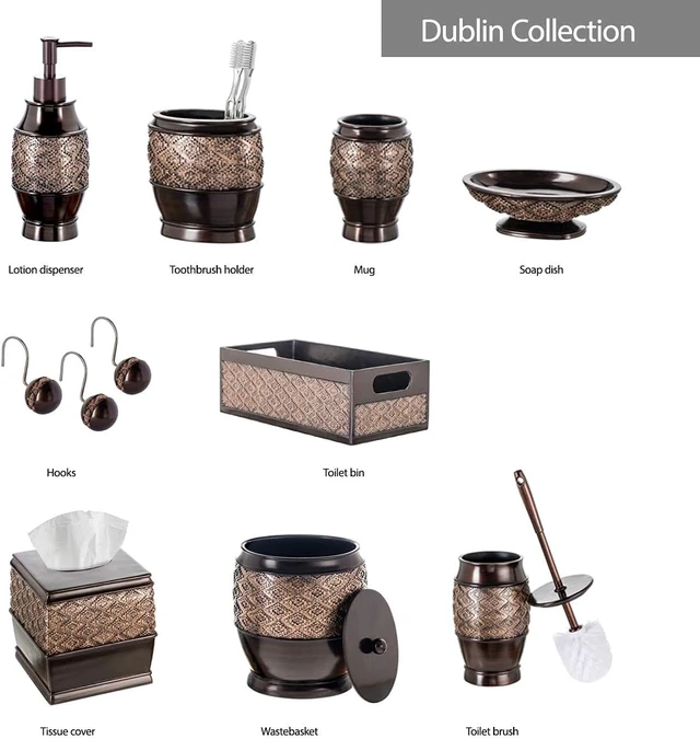 Alt view image 5 of 7 - Dublin Brown Shower Curtain Hooks Decorative | Set of 12
