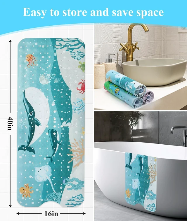 Alt view image 6 of 6 - Whales, 40" x 16", Cute Tub Mat, Bathtub Mat Non Slip